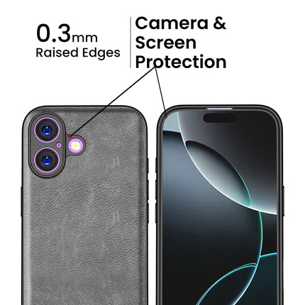 Kapa Tux Leather Back Cover for Apple iPhone 17 | Slim Shockproof Camera Protection Bumper Case (Grey)