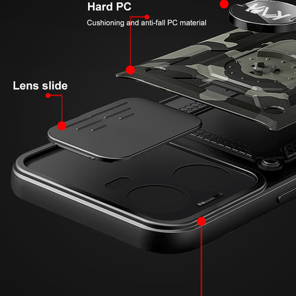 Kapa Tank Back Cover for Vivo V29E (5G) | Inbuilt Ring + Slider Shockproof Lens Protection Bumper Back Case (Black) - Mobizang