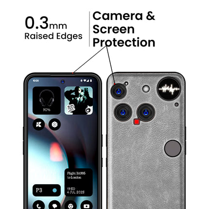 Kapa Tux Leather Back Cover for Nothing Phone 3 5G | Slim Shockproof Camera Protection Bumper Case (Grey) - Mobizang