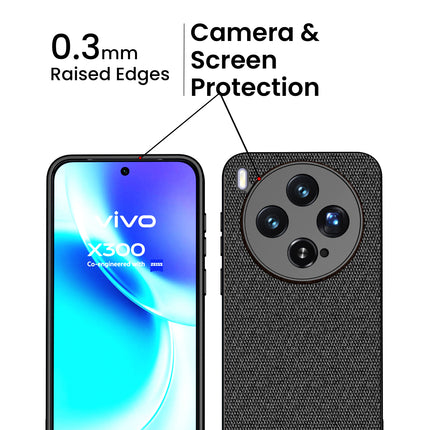 Kapa Soft Full Fabric Protective Back Case Cover for Vivo X300 5G | Shockproof Slim Hard Anti Slip Back Case (Black)