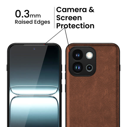 Kapa Tux Leather Back Cover for OnePlus 13S | Slim Shockproof Camera Protection Bumper Case (Brown)