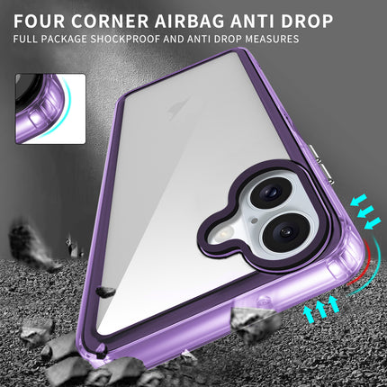 Kapa Warrior Acrylic Clear Back Cover For Apple iPhone 16 | Slim Shockproof [Military Grade Protection] Hybrid Bumper Case (Purple Sides)