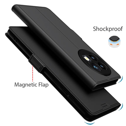 Kapa Noble Slim Magnetic Leather Flip Case Cover for OnePlus 13 | Card Holder Stand Flip Wallet Case (Black)