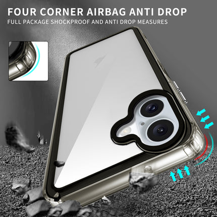 Kapa Warrior Acrylic Clear Back Cover For Apple iPhone 16 Plus | Slim Shockproof [Military Grade Protection] Hybrid Bumper Case (Grey Sides)