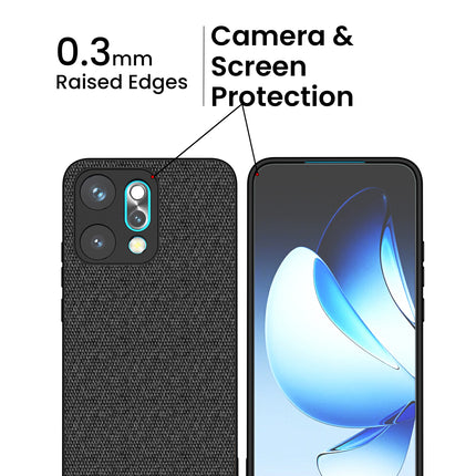 Kapa Soft Full Fabric Protective Back Case Cover for Oppo Reno 14 PRO 5G | Shockproof Slim Hard Anti Slip Back Case (Black) - Mobizang