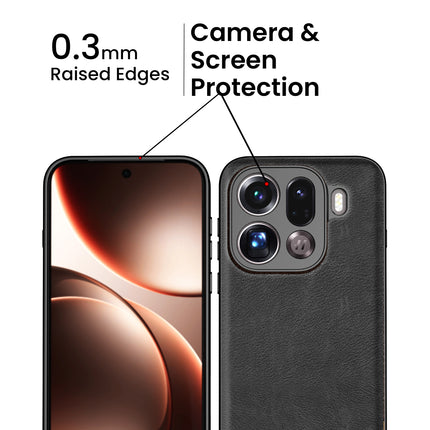 Kapa Tux Leather Back Cover for Oppo Find X9 Pro | Slim Shockproof Camera Protection Bumper Case (Black)