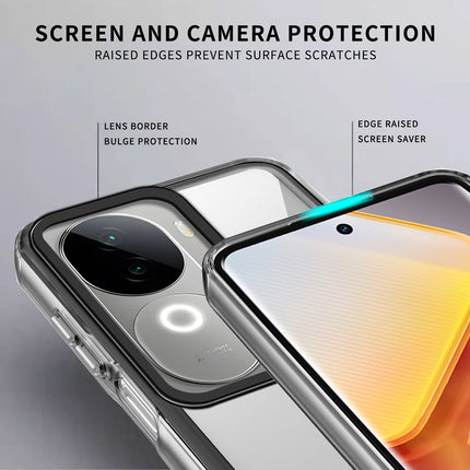 Kapa Warrior Acrylic Clear Back Cover For Vivo V40E / iQOO Z9S | Slim Shockproof [Military Grade Protection] Hybrid Bumper Case (Clear Sides)