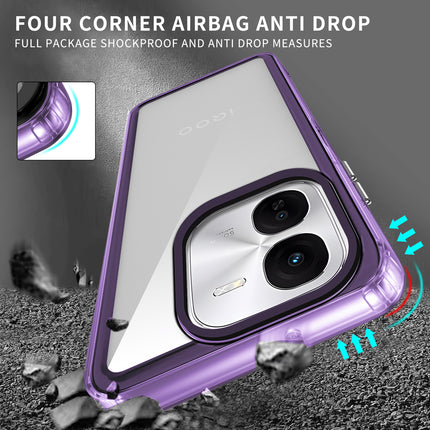 Kapa Warrior Acrylic Clear Back Cover For IQOO Z9X | Slim Shockproof [Military Grade Protection] Hybrid Bumper Case (Purple Sides)