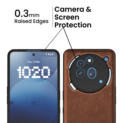 Kapa Tux Leather Back Cover for Nothing Phone 3A Pro | Slim Shockproof Camera Protection Bumper Case (Brown)