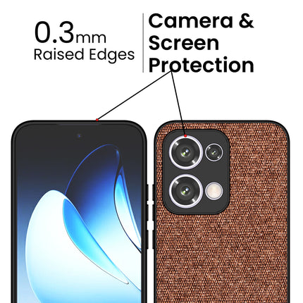Kapa Soft Fabric & Leather Hybrid Protective Back Cover for Oppo Reno 13 5G | Shockproof Slim Hard Anti Slip Back Case (Brown)