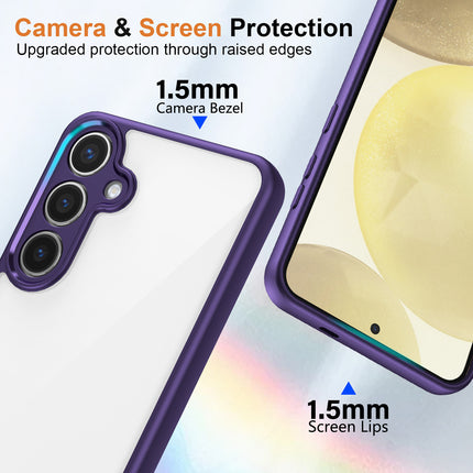 Kapa Hawkeye Clear Back Cover for Samsung Galaxy S25 | Camera Lens Protector Shockproof Slim Clear Case Cover (Purple Sides)