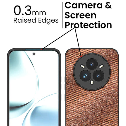 Kapa Soft Fabric & Leather Hybrid Protective Back Cover for Realme 14 Pro 5G | Shockproof Slim Hard Anti Slip Back Case (Brown)