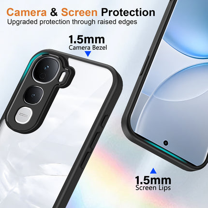 Kapa Hawkeye Clear Slim Tough Back Cover for Vivo Y400 Pro 5G | Camera Lens Protector Anti Yellow Shockproof Clear Hybrid Case Cover (Black Sides)