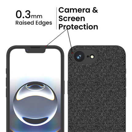 Kapa Soft Fabric & Leather Hybrid Protective Back Cover for Apple iPhone 16E | Shockproof Slim Hard Anti Slip Back Case (Black,Brown) - Mobizang