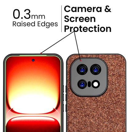 Kapa Soft Fabric & Leather Hybrid Protective Back Cover for IQOO 15 5G | Shockproof Slim Hard Anti Slip Back Case (Brown)