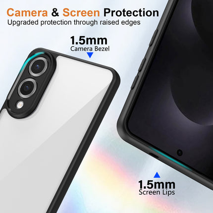 Kapa Hawkeye Clear Slim Tough Back Cover for Samsung Galaxy S25 Edge | Camera Lens Protector Anti Yellow Shockproof Clear Hybrid Case Cover (Black)