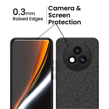 Kapa Soft Fabric & Leather Hybrid Protective Back Cover for Realme P3 PRO 5G | Shockproof Slim Hard Anti Slip Back Case (Black,Blue)
