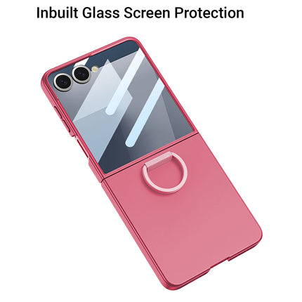 Kapa Ultra Thin PC + D Ring Back Case for Samsung Galaxy Flip7 / Z Flip 7 |with [Inbuilt Glass] Shockproof Slim Hard Protective Cover (Red)