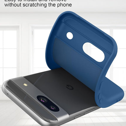 Kapa Matte Protective Lens Flexible Back Cover for Google Pixel 8A | Slim Silicone with Soft Lining Shockproof Full Body Bumper Case (Blue)