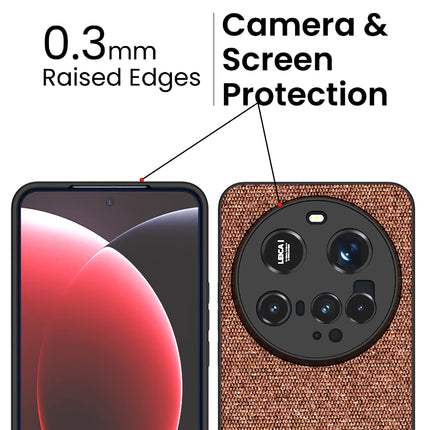 Kapa Soft Fabric & Leather Hybrid Protective Back Cover for Xiaomi 15 Ultra | Shockproof Slim Hard Anti Slip Back Case (Brown) - Mobizang