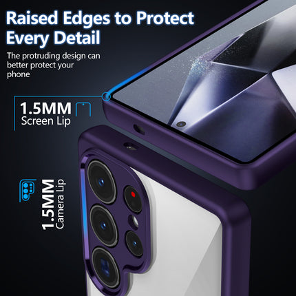 Kapa Hawkeye Clear Back Cover for Samsung Galaxy S25 Ultra | Camera Lens Protector Shockproof Slim Clear Case Cover (Purple Sides)