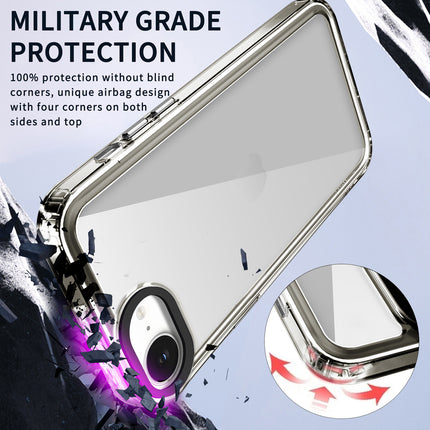 Kapa Warrior Acrylic Clear Back Cover For Apple iPhone 16E | Slim Shockproof [Military Grade Protection] Hybrid Bumper Case (Grey Sides) - Mobizang
