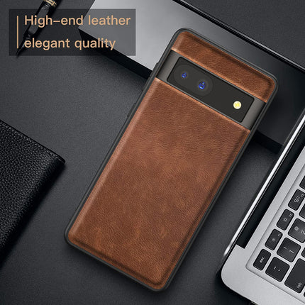 Kapa Tux Leather Back Cover for Google Pixel 8A | Slim Shockproof Camera Protection Bumper Case (Brown) - Mobizang