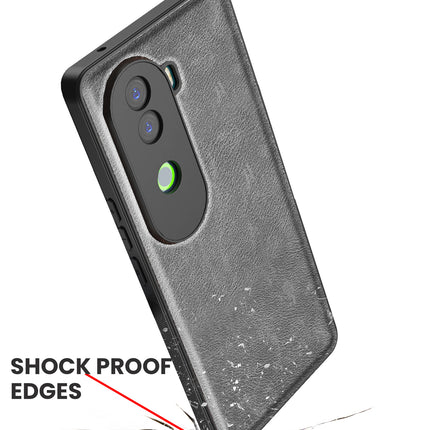 Kapa Tux Leather Back Cover for Vivo V40E / iQOO Z9S | Slim Shockproof Camera Protection Bumper Case (Grey)