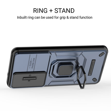 Kapa Armor Slider Back Cover for Samsung Galaxy S26 Plus | Inbuilt Ring + Camera Slider Shockproof Lens Protection Bumper Back Case (Blue)