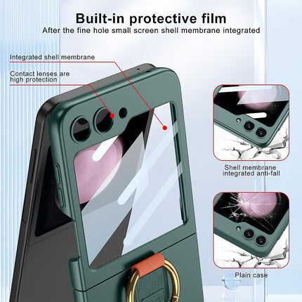 Kapa Shockproof Band Protective Back Cover for Flip6 / Z Flip 6 | Wrist Strap Ring Kickstand Inbuilt Screen Tempered Glass Case (Green)