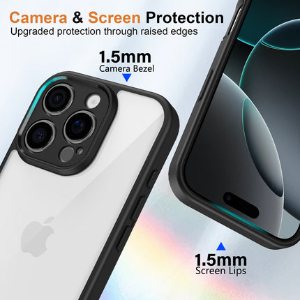 Kapa Hawkeye Clear Back Cover for Apple iPhone 16 Pro Max | Camera Lens Protector Shockproof Slim Clear Case Cover (Black Sides)