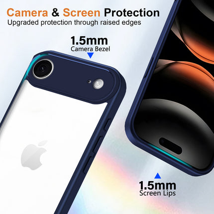 Kapa Hawkeye Clear Slim Tough Back Cover for Apple iPhone 17 Air | Camera Lens Protector Anti Yellow Shockproof Clear Hybrid Case Cover (Blue)