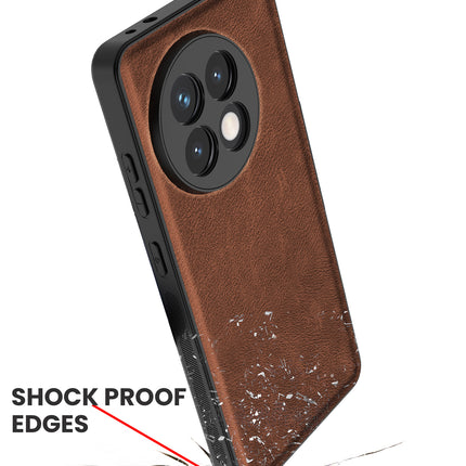 Kapa Tux Leather Back Cover for OnePlus 13R | Slim Shockproof Camera Protection Bumper Case (Brown)