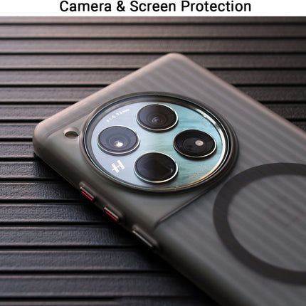 Kapa Matte Magnetic Wave Grip Back Cover for OnePlus 12 | [MagSafe Compatible] Wireless charging, Slim, Metal Buttons, Frosted Back Case (Grey)