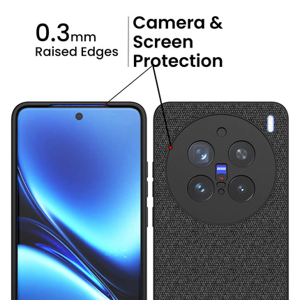 Kapa Soft Fabric & Leather Hybrid Protective Back Cover for Vivo X200 Pro (5G) | Shockproof Slim Hard Anti Slip Back Case (Black,Brown)
