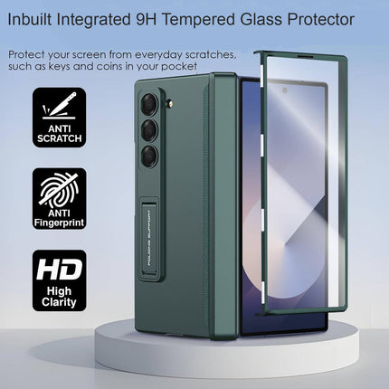 Kapa Magnetic Hinge With Inbuilt Stand Case for Samsung Galaxy Z Fold 6 | Shockproof Stand Hybrid Bumper Back Cover (Green)