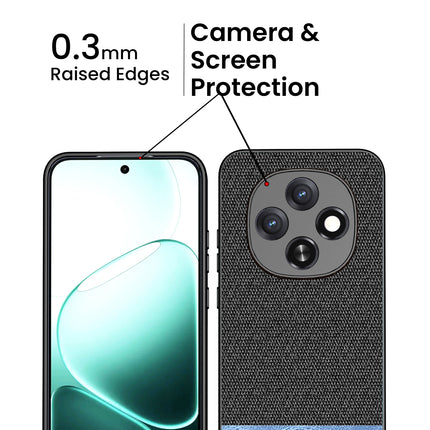 Kapa Soft Fabric & Leather Hybrid Protective Back Cover for Oppo F31 Pro 5G | Shockproof Slim Hard Anti Slip Back Case (Black,Blue) - Mobizang