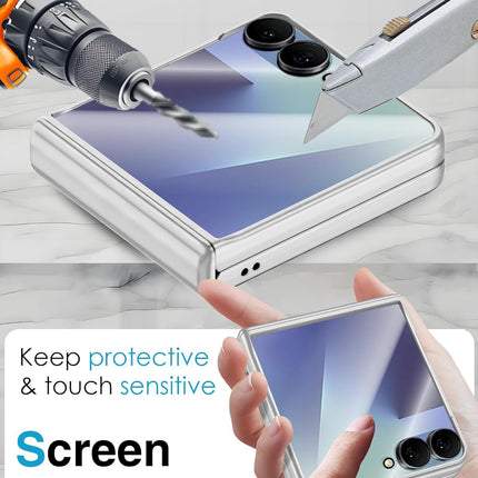 Kapa Ultra Thin Back Cover for Galaxy Z Flip7 / Z Flip 7 | with [Magnetic Hinge Protection] and Inbuilt Glass Window Protection (Silver)