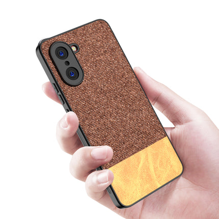 Kapa Soft Fabric & Leather Hybrid Protective Back Cover for OnePlus Nord CE 5 | Shockproof Slim Hard Anti Slip Back Case (Brown)
