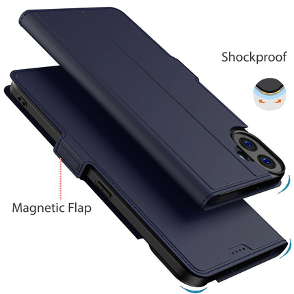 Kapa Noble Slim Magnetic Leather Flip Case Cover for Nothing CMF Phone 1 | Card Holder Stand Flip Wallet Case (Blue)