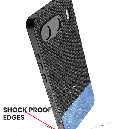 Kapa Soft Fabric & Leather Hybrid Protective Back Cover for OnePlus Nord 4 | Shockproof Slim Hard Anti Slip Back Case (Black,Blue)