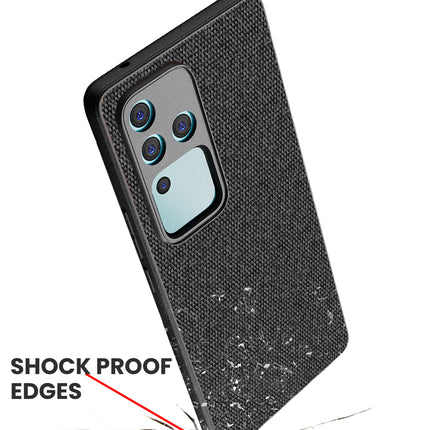 Kapa Soft Full Fabric Protective Back Case Cover for Vivo V30 Pro (5G) | Shockproof Slim Hard Anti Slip Back Case (Black)