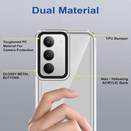 Kapa Warrior Acrylic Clear Back Cover For Realme 14X | Slim Shockproof [Military Grade Protection] Hybrid Bumper Case (Clear Sides) - Mobizang