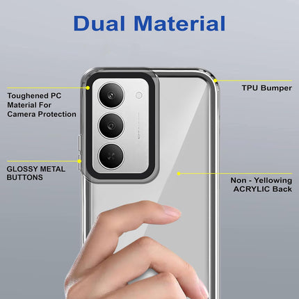 Kapa Warrior Acrylic Clear Back Cover For Realme 14X | Slim Shockproof [Military Grade Protection] Hybrid Bumper Case (Grey Sides)