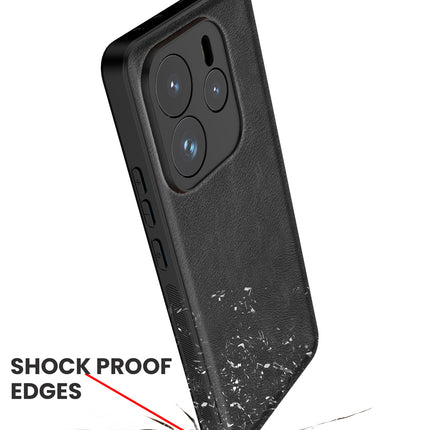 Kapa Tux Leather Back Cover for Redmi Note 14 (5G) | Slim Shockproof Camera Protection Bumper Case (Black)