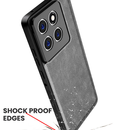 Kapa Tux Leather Back Cover for Moto Edge 60 Pro | Slim Shockproof Camera Protection Bumper Case (Grey)