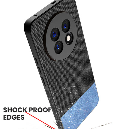 Kapa Soft Fabric & Leather Hybrid Protective Back Cover for Realme 13 PRO / 13 PRO PLUS | Shockproof Slim Hard Anti Slip Back Case (Black,Blue)
