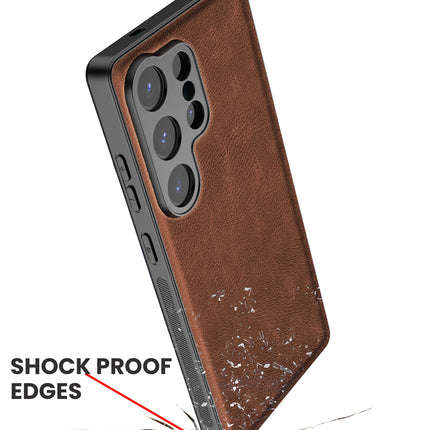 Kapa Tux Leather Back Cover for Samsung Galaxy S25 Ultra | Slim Shockproof Camera Protection Bumper Case (Brown)