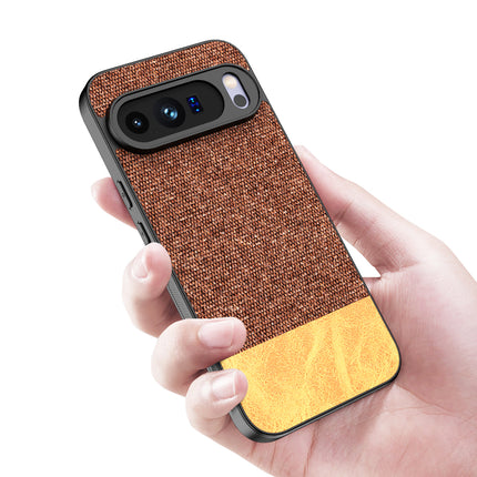 Kapa Soft Fabric & Leather Hybrid Protective Back Cover for Google Pixel 10 Pro XL | Shockproof Slim Hard Anti Slip Back Case (Brown)