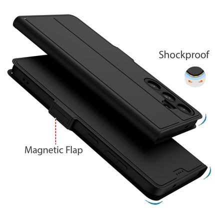 Kapa Noble Slim Magnetic Leather Flip Case Cover for Samsung Galaxy S25 Plus | Card Holder Stand Flip Wallet Case (Black)